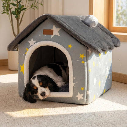 Portable Pet Cave Bed with Memory Cushion