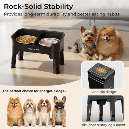 Adjustable Elevated Dog Bowl Set with Licking Plate
