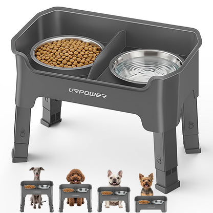 Adjustable Elevated Dog Bowl Set with Licking Plate