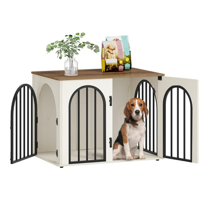 Wooden Dog Crate Furniture with Side Table Design