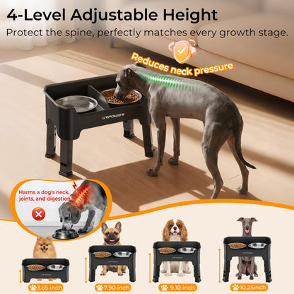 Adjustable Elevated Dog Bowl Set with Licking Plate