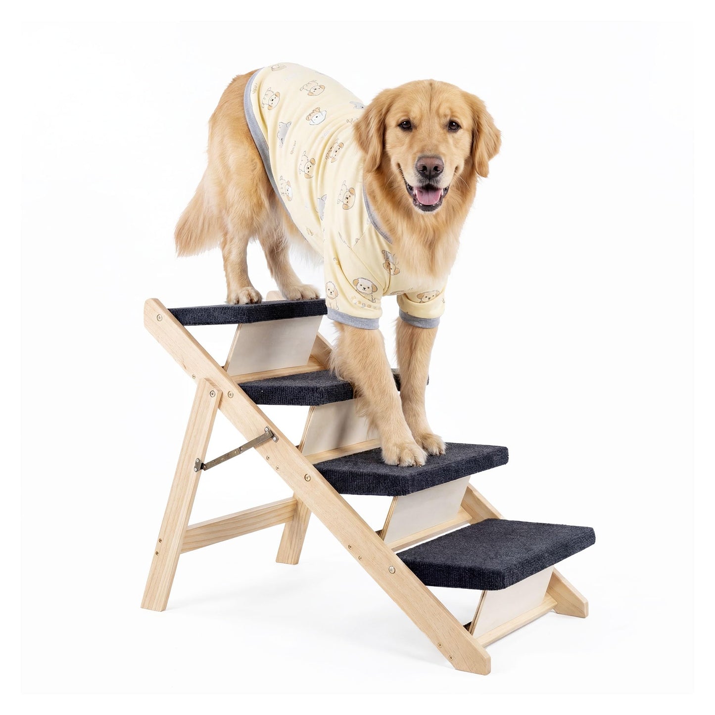 Foldable 2-Level Pet Stairs and Ramp for Beds