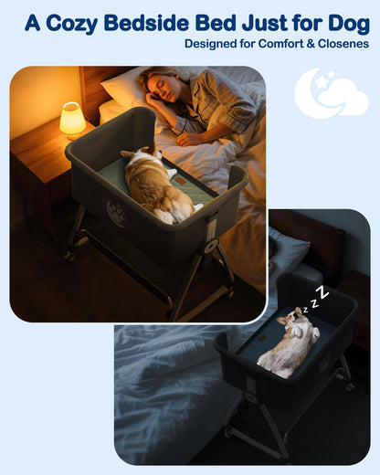 Adjustable Bedside Pet Bed for Small & Medium Dogs
