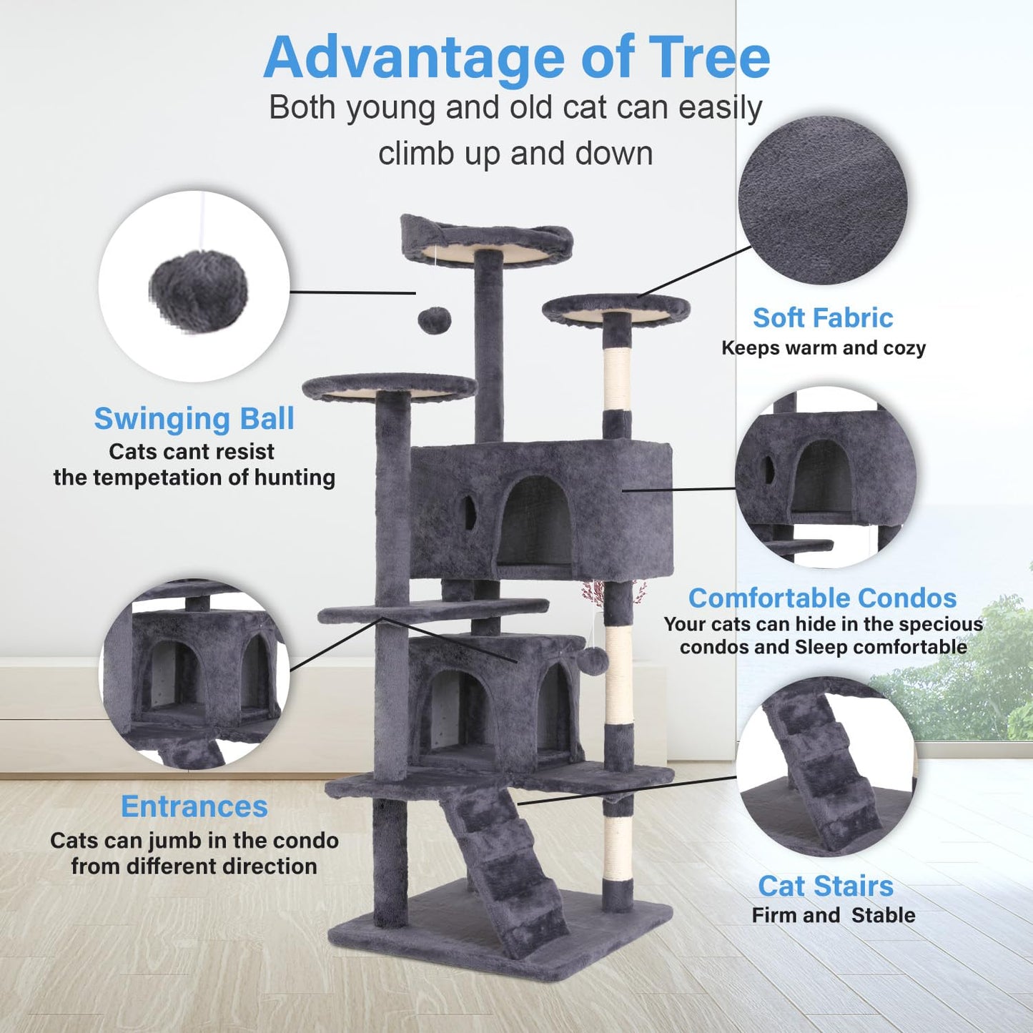 Multi-Level Cat Tree with Condo & Scratching Posts