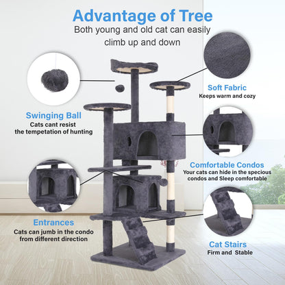 Multi-Level Cat Tree with Condo & Scratching Posts