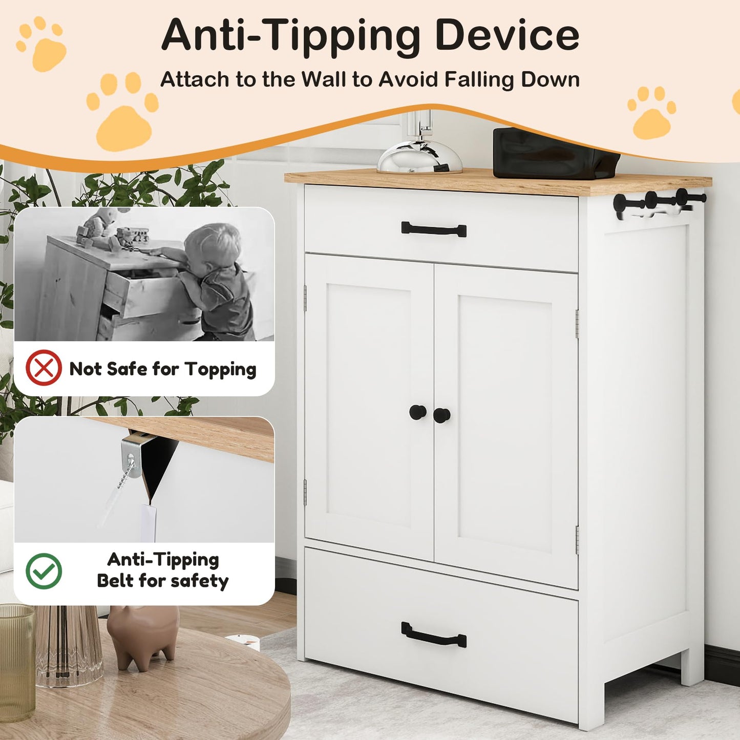 Elevated Pet Feeding Station with Drawer Storage