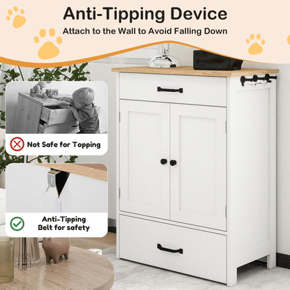 Elevated Pet Feeding Station with Drawer Storage