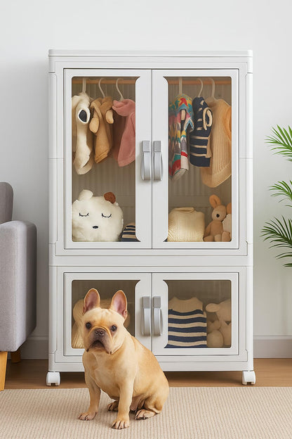 2-Tier Pet Clothing Storage Cabinet with Hanging Rod