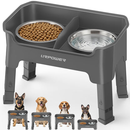 Adjustable Elevated Dog Bowl Set with Licking Plate