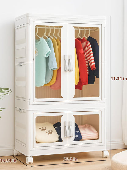 2-Tier Pet Clothing Storage Cabinet with Hanging Rod