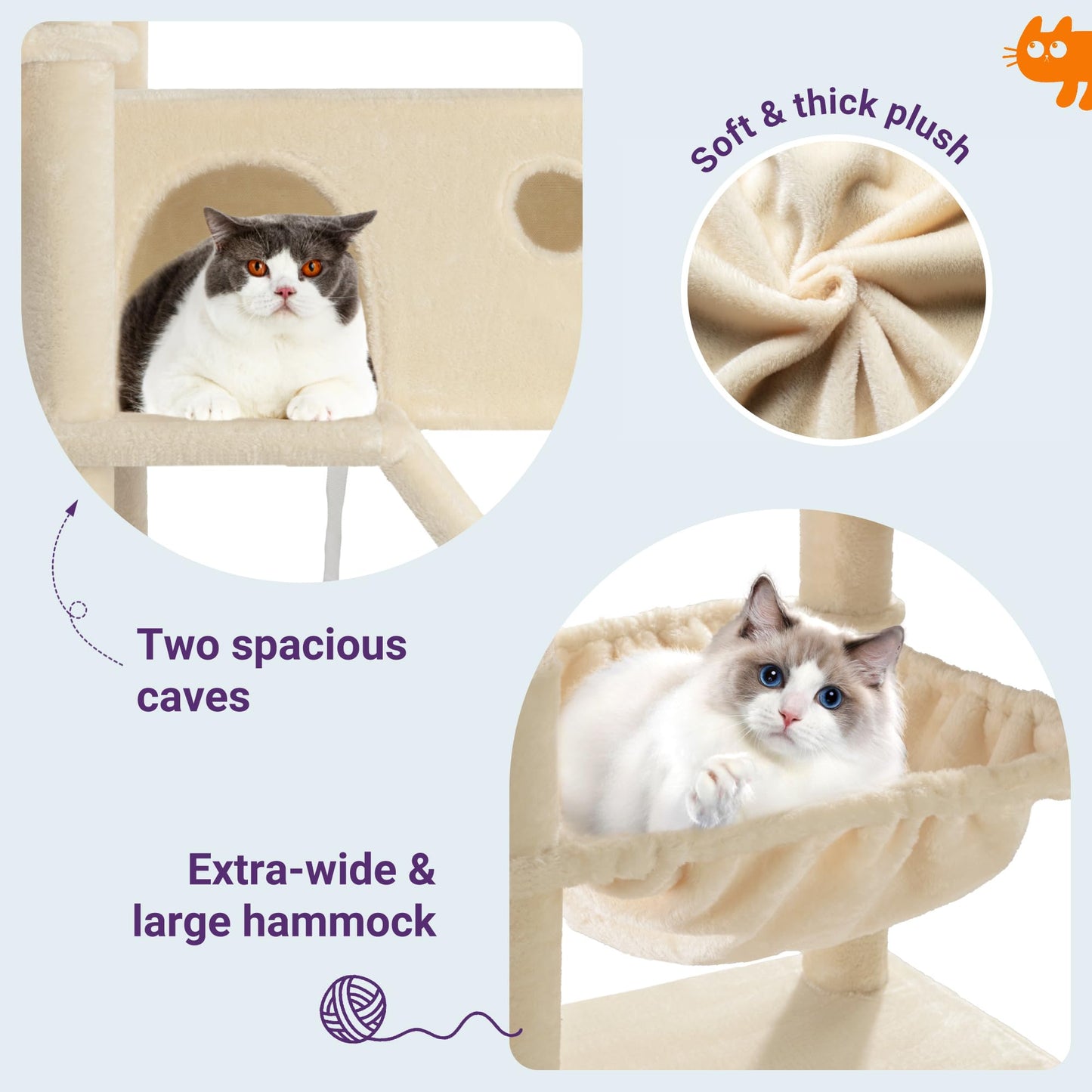 81-Inch Multi-Level Cat Tree with Condo & Hammock