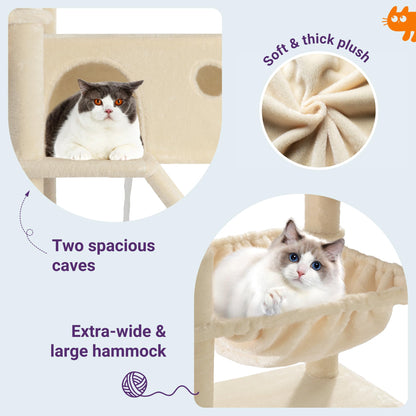 81-Inch Multi-Level Cat Tree with Condo & Hammock