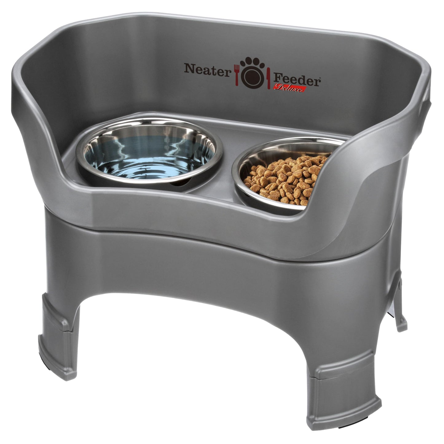 Adjustable Elevated Pet Bowl Set with Splash Guard