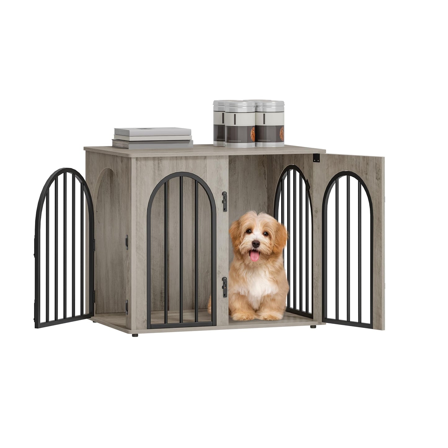Wooden Dog Crate Furniture with Side Table Design