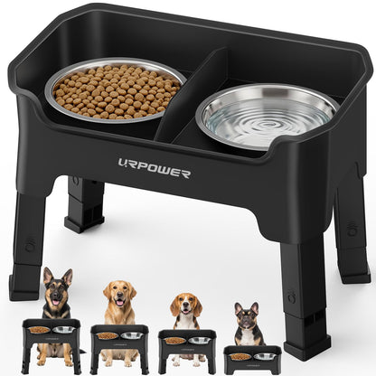 Adjustable Elevated Dog Bowl Set with Licking Plate