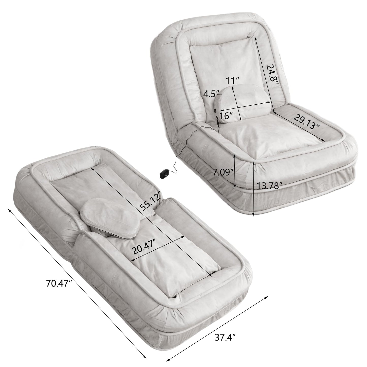 Human-Sized Pet Bed Sofa with Adjustable Pillow