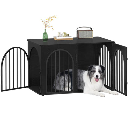 Wooden Dog Crate Furniture with Side Table Design