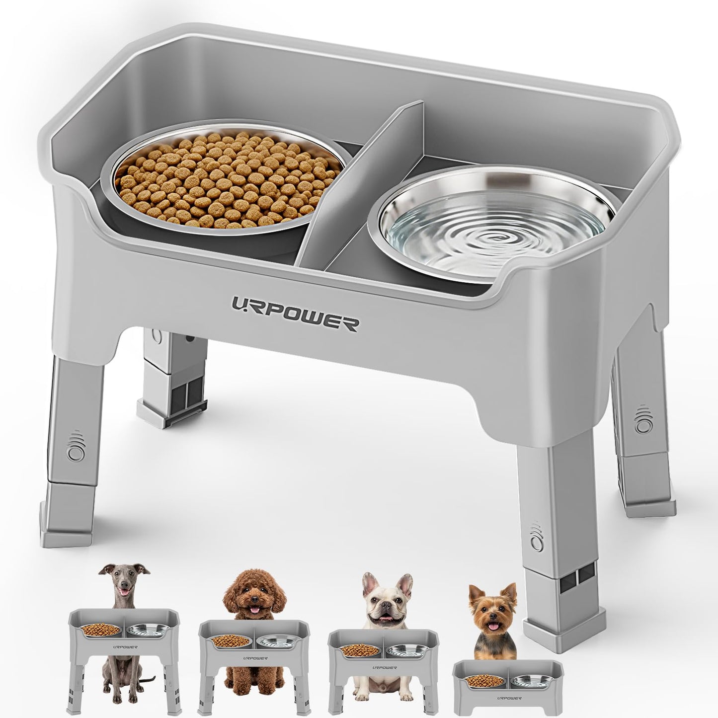 Adjustable Elevated Dog Bowl Set with Licking Plate