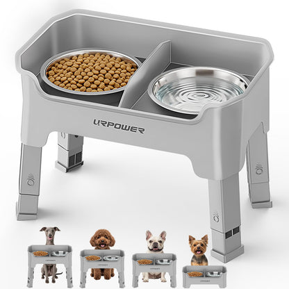 Adjustable Elevated Dog Bowl Set with Licking Plate