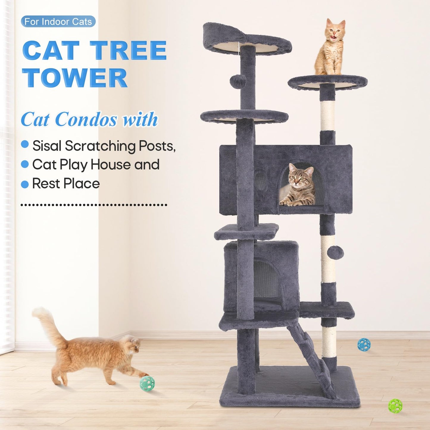 Multi-Level Cat Tree with Condo & Scratching Posts