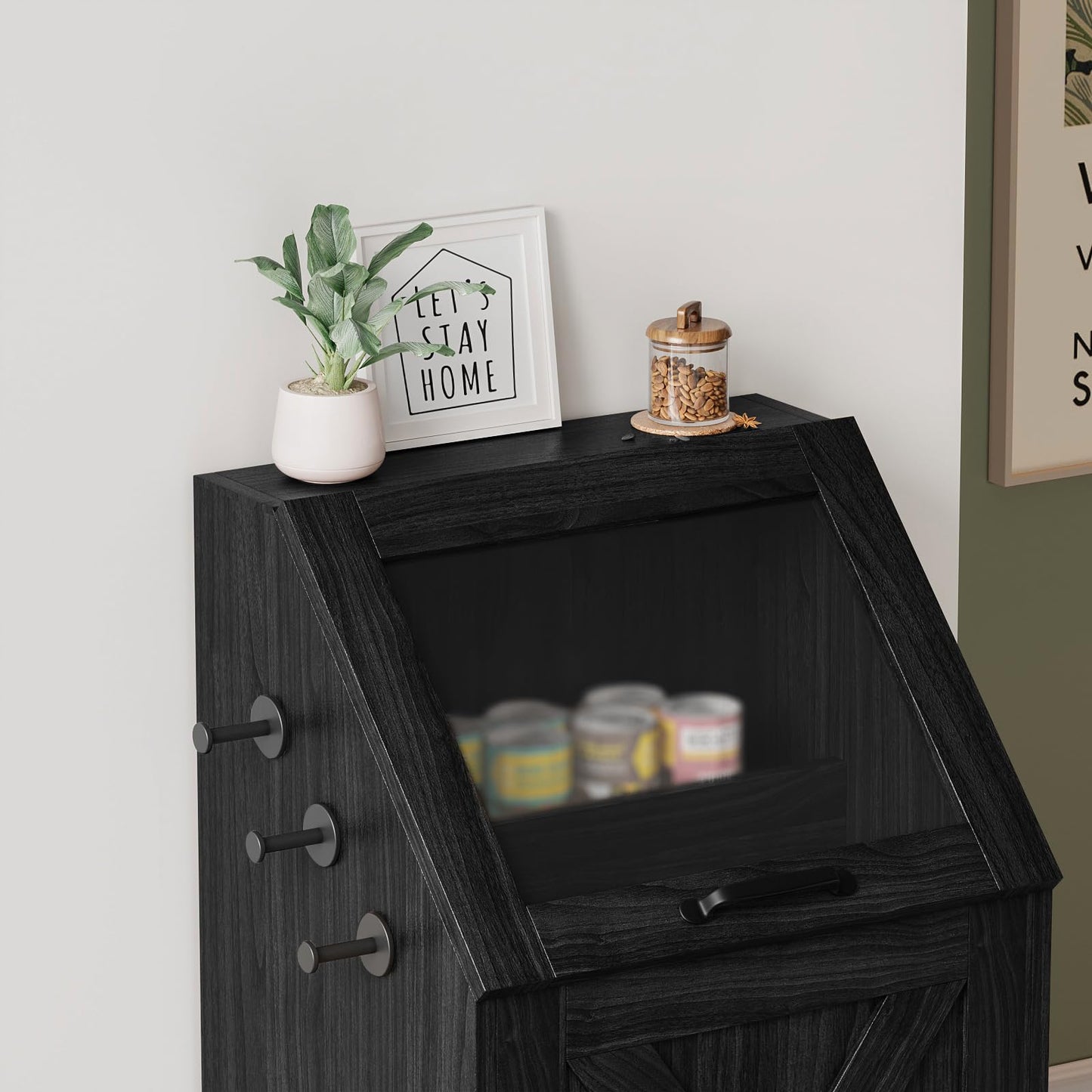 Pet Feeding Station with Elevated Bowls & Storage