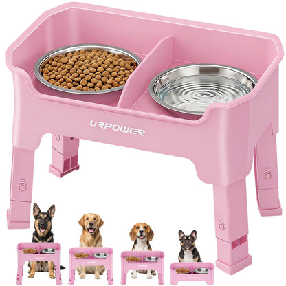 Adjustable Elevated Dog Bowl Set with Licking Plate