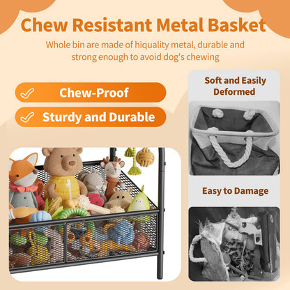 Metal Pet Toy Storage Basket with Open Organizer