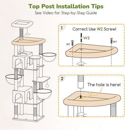 82-Inch Heavy-Duty Cat Tree with Condos & Perches