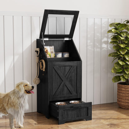 Pet Feeding Station with Elevated Bowls & Storage
