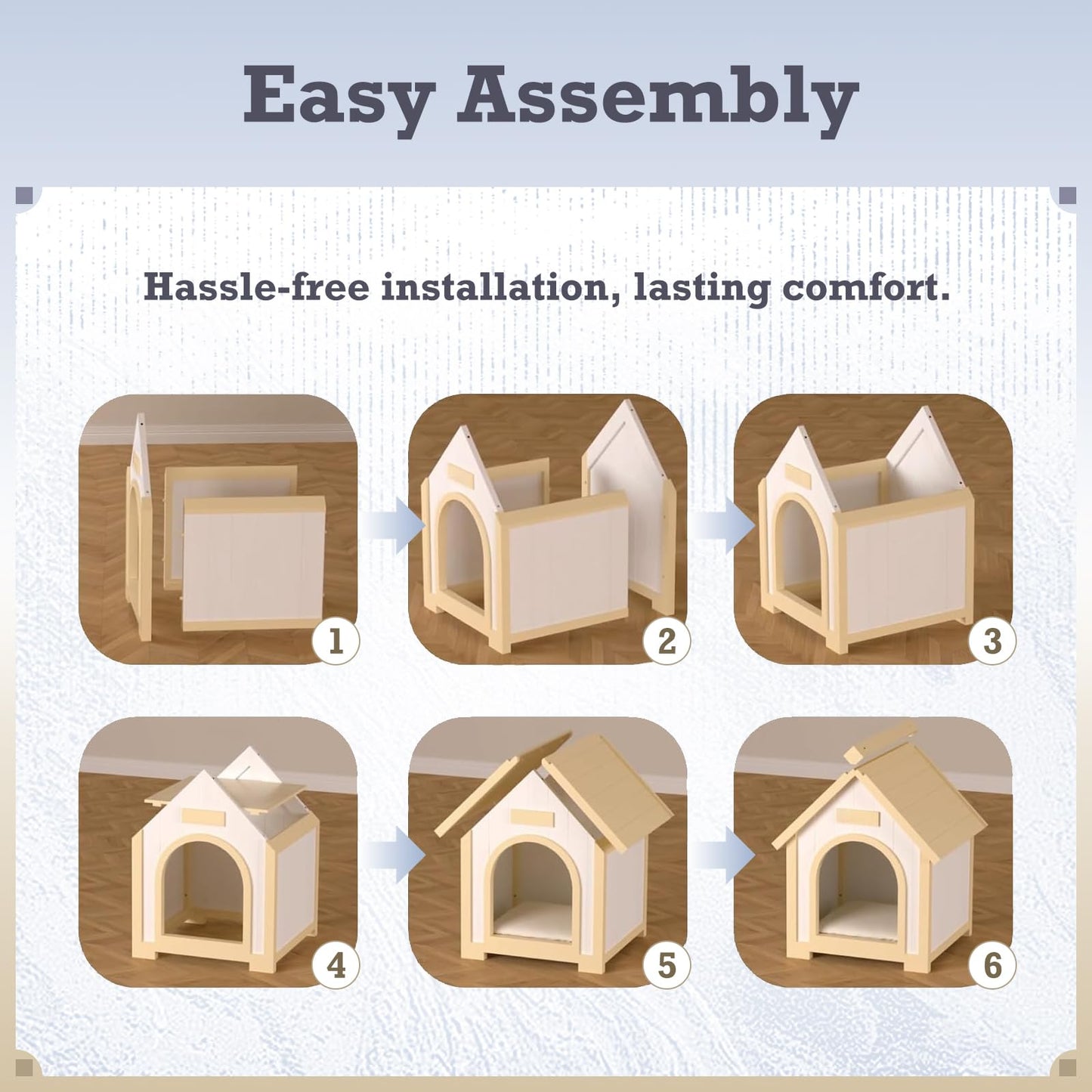 Solid Wood Indoor Pet House with Cushion Bed