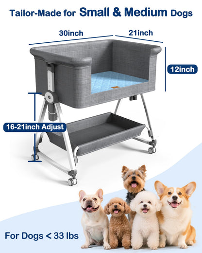 Adjustable Bedside Pet Bed for Small & Medium Dogs