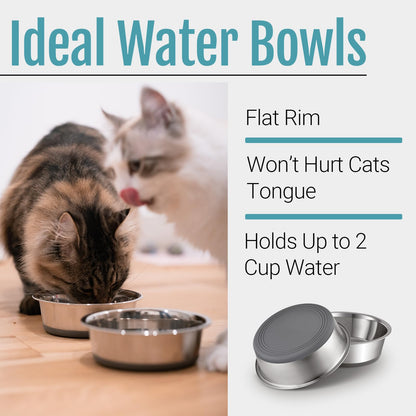 Ceramic Pet Food & Water Bowl Set with Wooden Stand