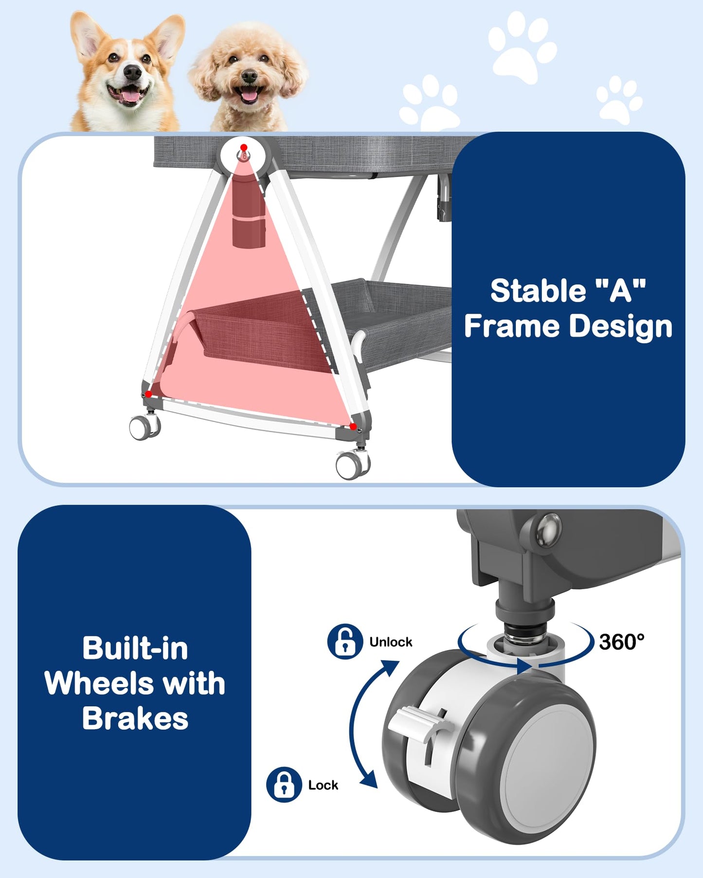 Adjustable Bedside Pet Bed for Small & Medium Dogs