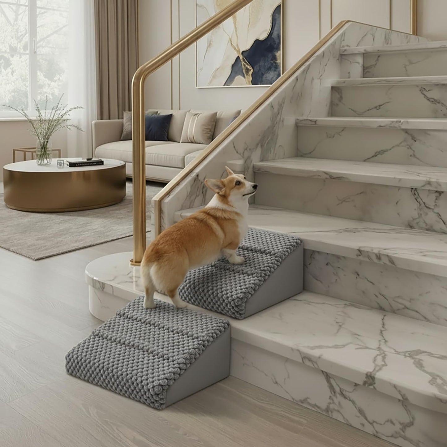 Anti-Slip Foam Pet Ramp Steps with Washable Cover