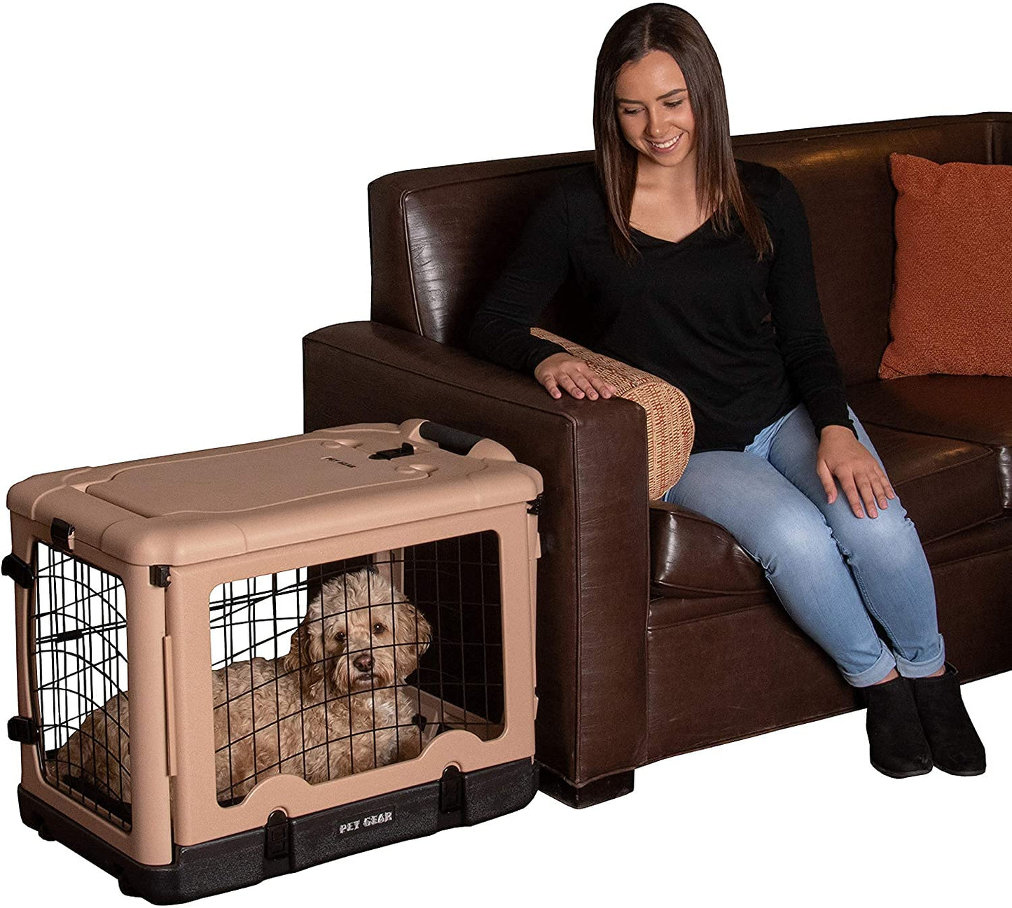 4-Door Steel Pet Crate with Plush Bed & Travel Bag