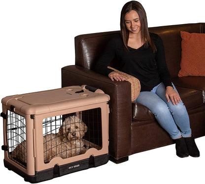 4-Door Steel Pet Crate with Plush Bed & Travel Bag