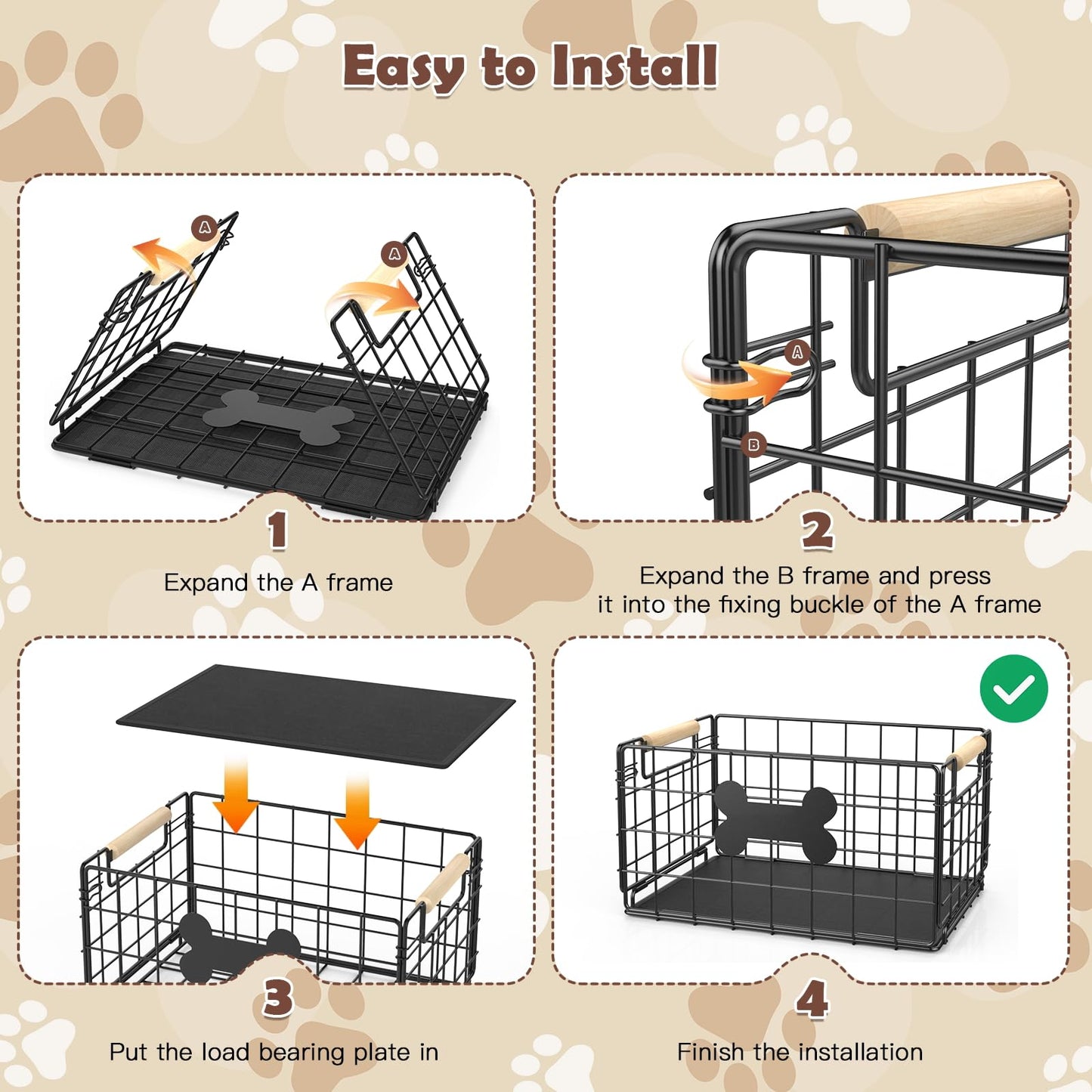 Chew-Proof Metal Dog Toy Basket with Handles
