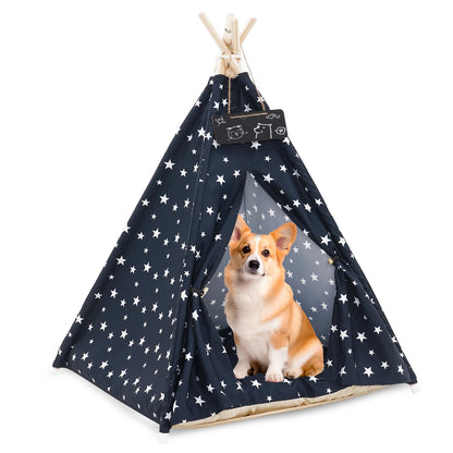 Pet Teepee Tent Bed with Cushion for Dogs & Cats