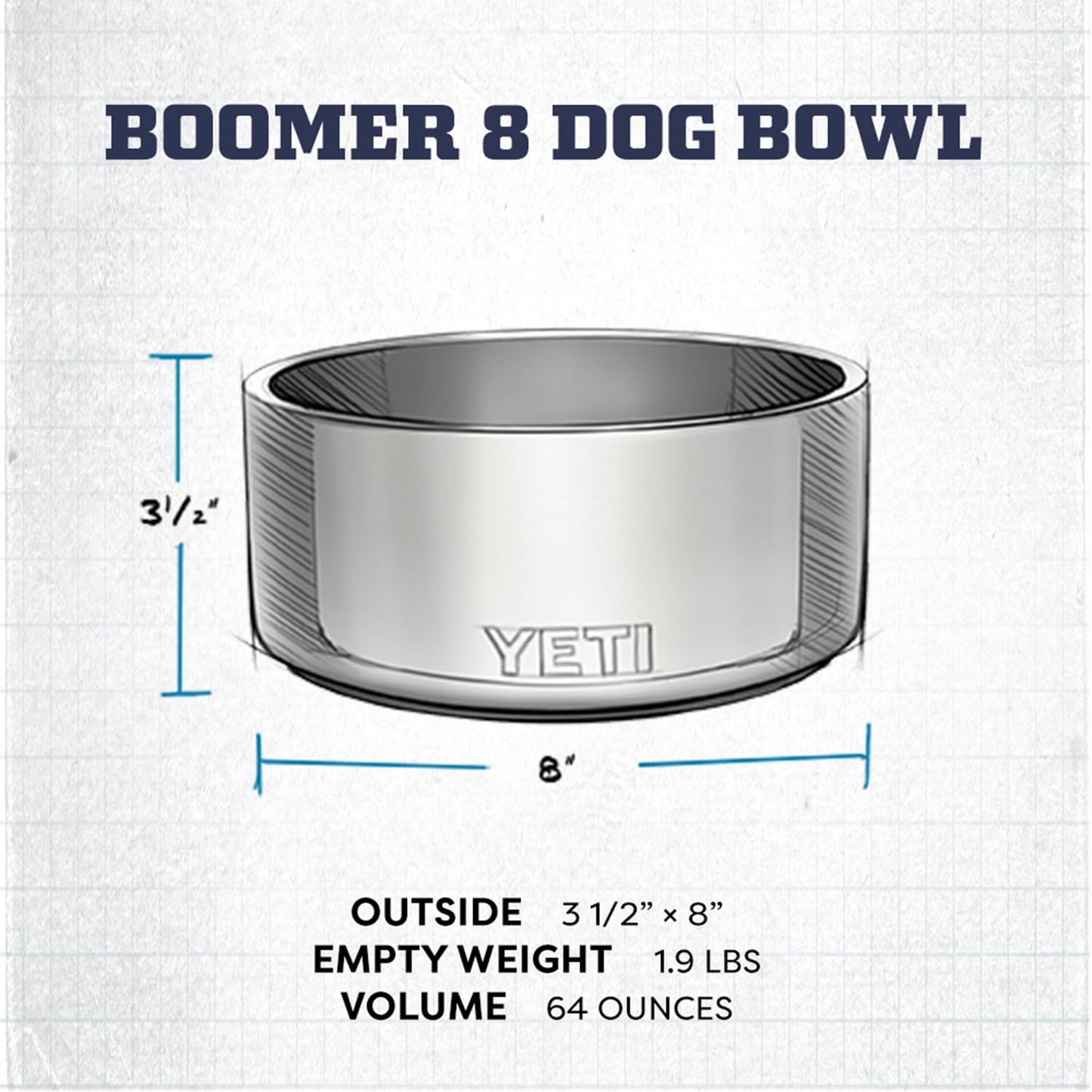 Stainless Steel Non-Slip Dog Bowl 64 oz