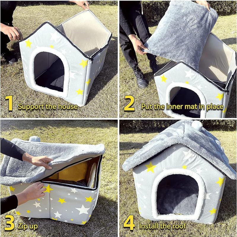Portable Pet Cave Bed with Memory Cushion