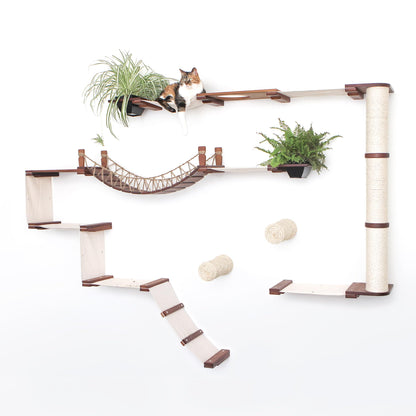 Modern Cat Condo Wall Set with Hammocks & Bridge