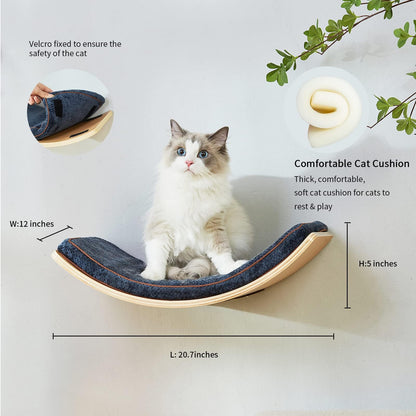 Curved Cat Wall Shelf Set with Steps & Perches