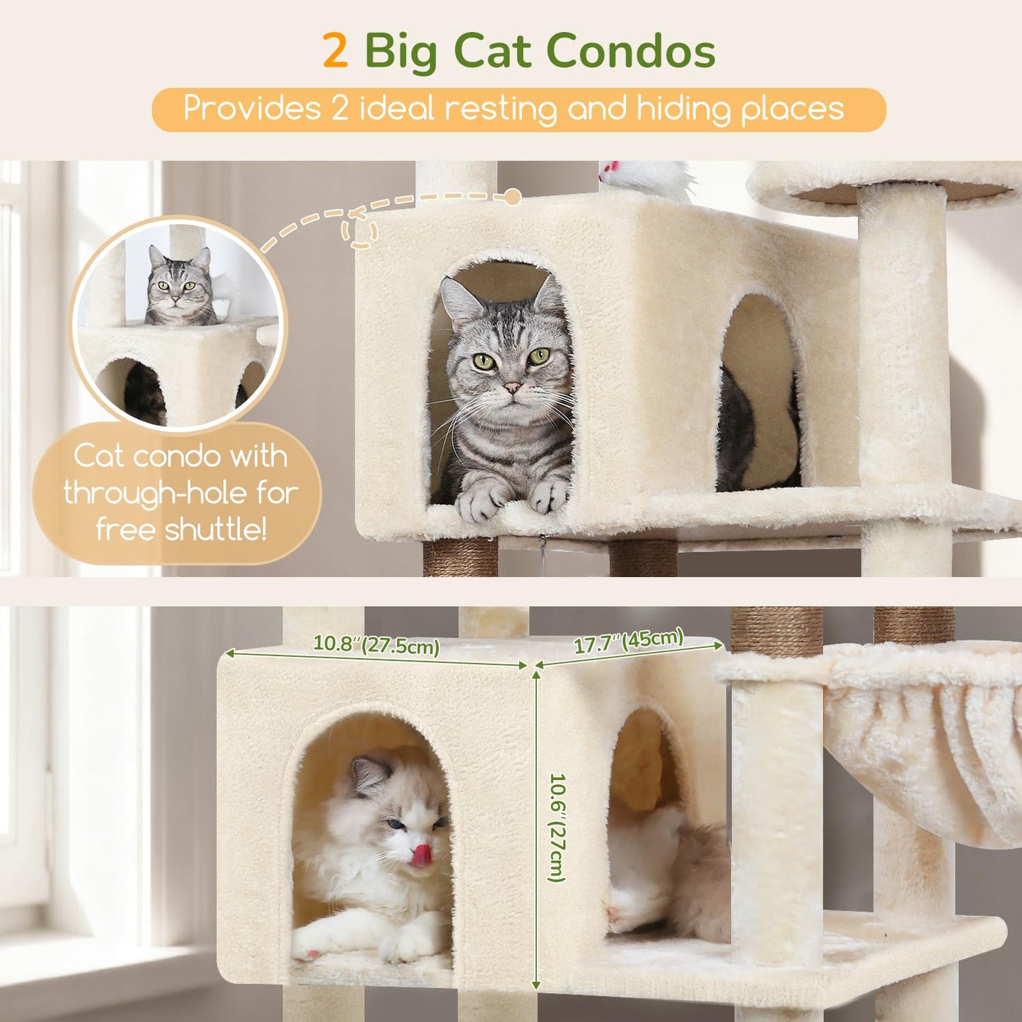 82-Inch Heavy-Duty Cat Tree with Condos & Perches