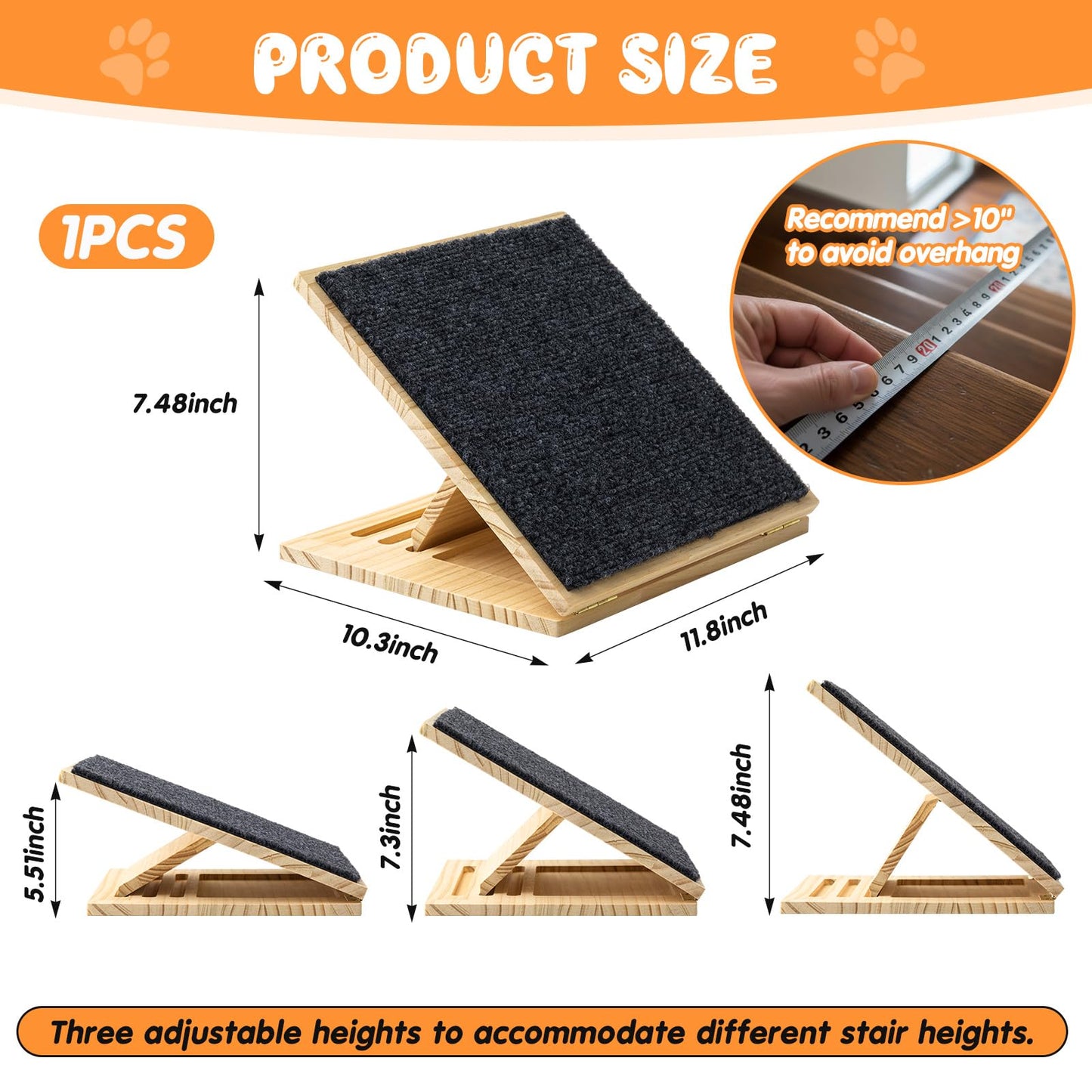 Adjustable Foldable Pet Ramp with Non-Slip Surface
