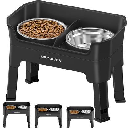 Adjustable Elevated Dog Bowl Set with Licking Plate