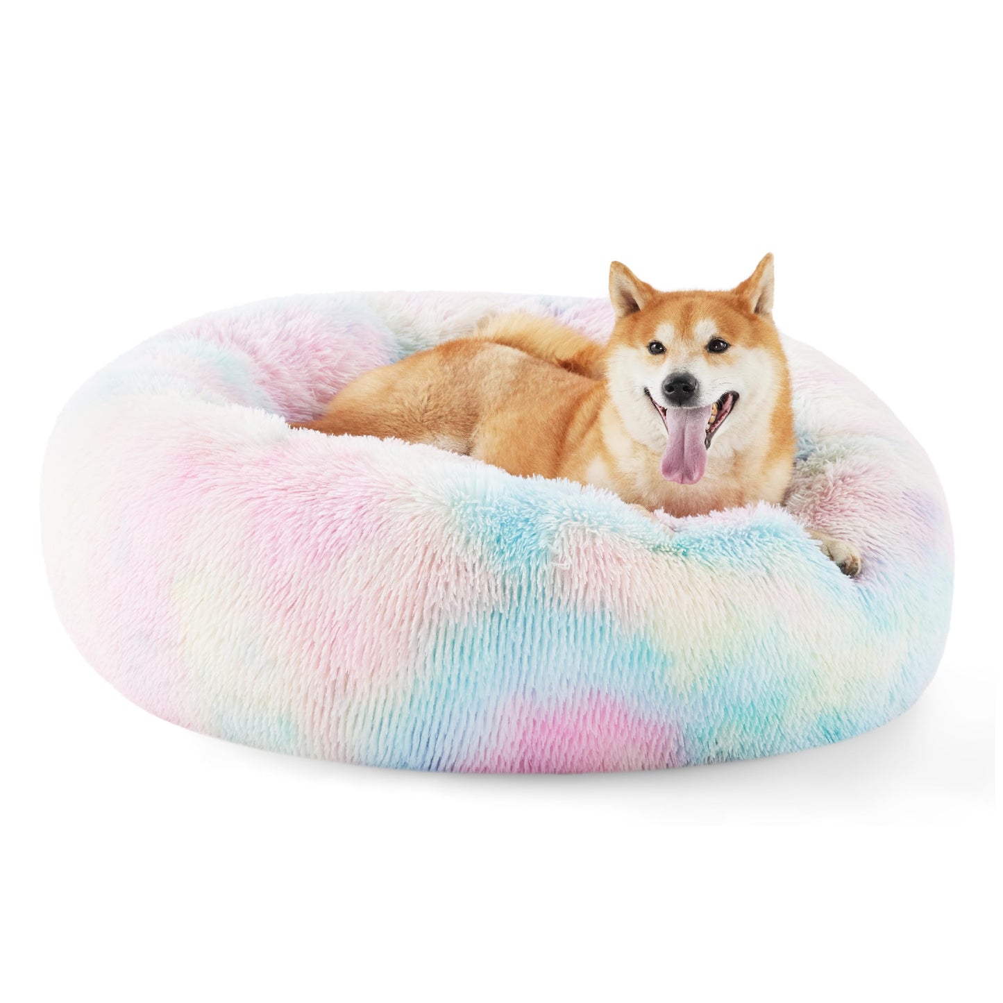 Calming Donut Pet Bed with Washable Faux Fur