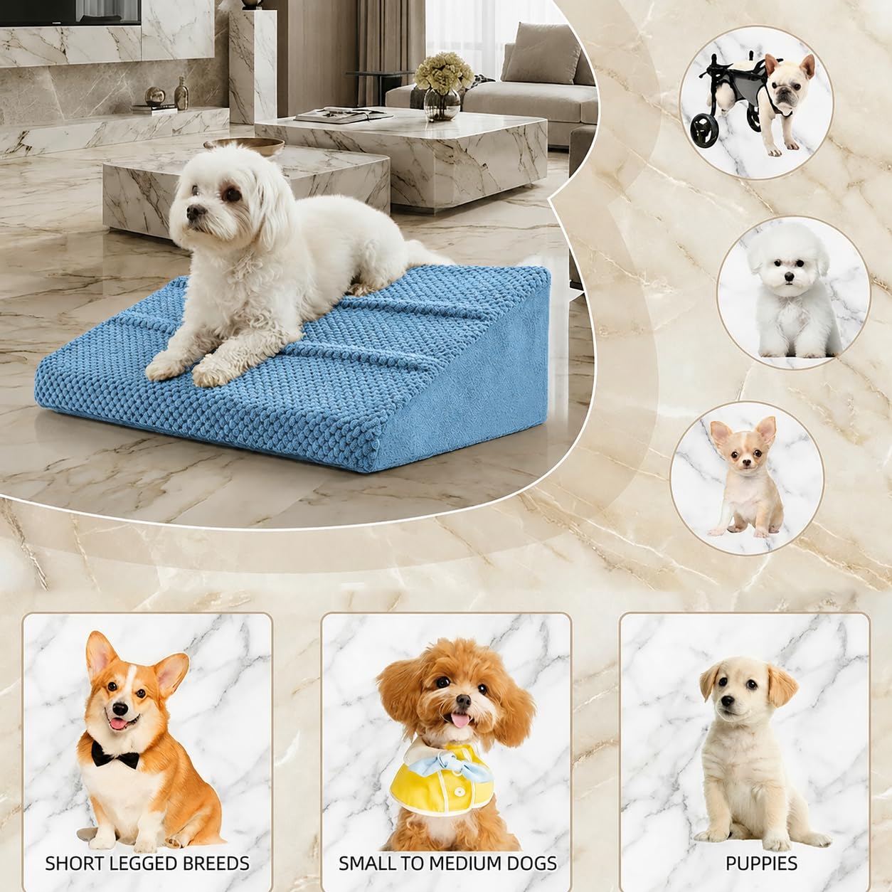Anti-Slip Foam Pet Ramp Steps with Washable Cover