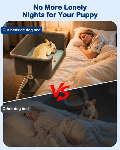 Adjustable Bedside Pet Bed for Small & Medium Dogs