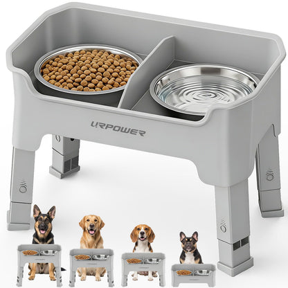 Adjustable Elevated Dog Bowl Set with Licking Plate
