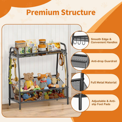 Metal Pet Toy Storage Basket with Open Organizer